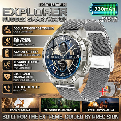 GUHUAVMI GPS Outdoor Smart Watch 1.43 AMOLED Fitness Tracker with Offline Maps Local Music Compass Altimeter Barometer Heart Rate 3ATM BT
