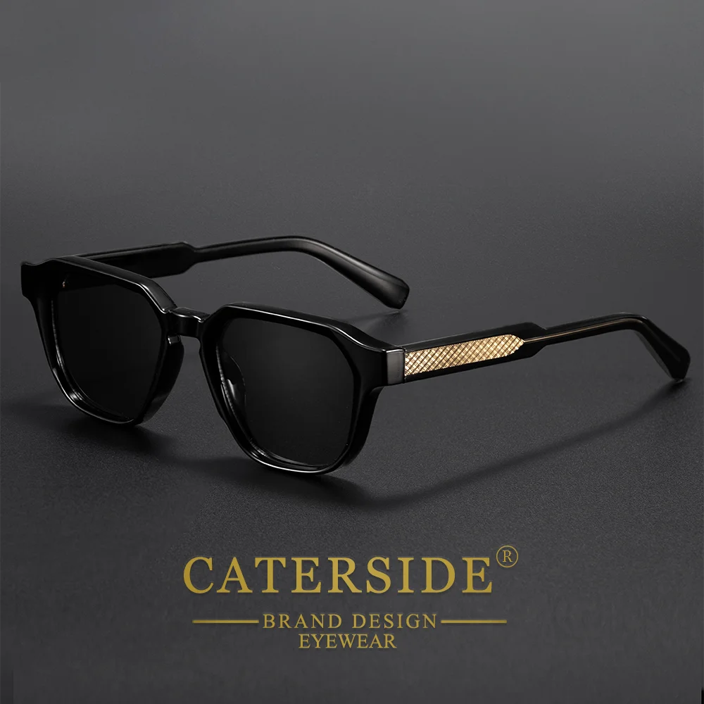 CATERSIDE Men Women Fashion square Frame Sunglasses Daily Wear UV400 Protection Eyewear PC Frame Propionate Pin Legs