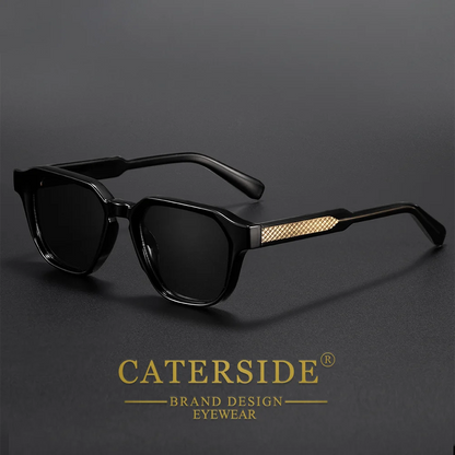 CATERSIDE Men Women Fashion square Frame Sunglasses Daily Wear UV400 Protection Eyewear PC Frame Propionate Pin Legs
