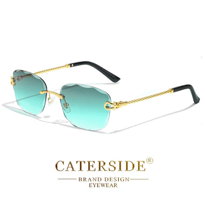 CATERSIDE Retro Fashion Sunglasses Women Men Brand Designer Rimless Gradient Sun Glasses Shades