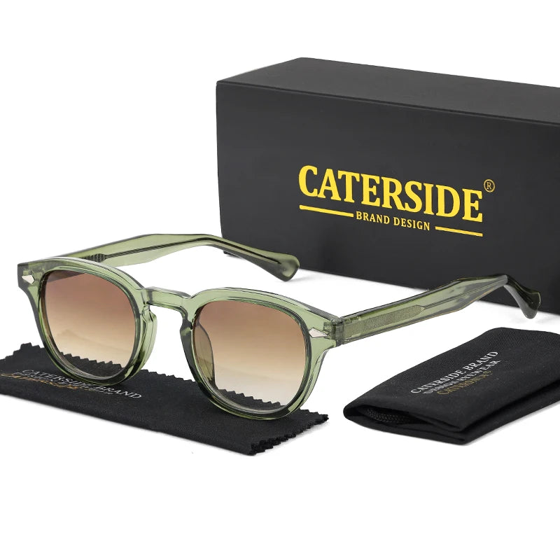 CATERSIDE Retro Round Men Sunglasses Punk Propionic Acid Pin Temple Luxury Sun Glasses Eyewear UV400