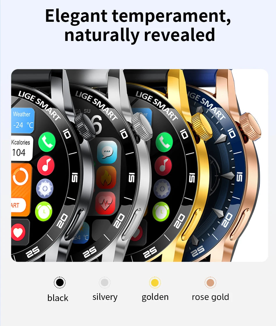 LIGE Smartwatch Men For Android iOS Phone 1.38" HD Bluetooth Call Heart Rate Monitor Waterproof Sport Smart Watch