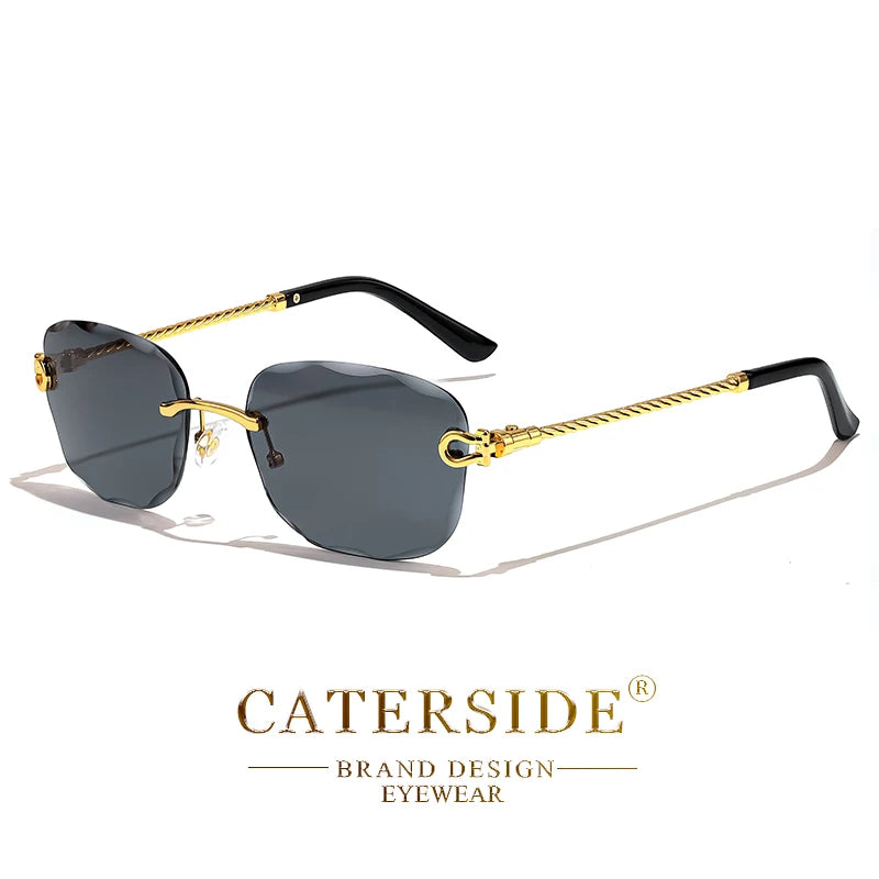 CATERSIDE Retro Fashion Sunglasses Women Men Brand Designer Rimless Gradient Sun Glasses Shades