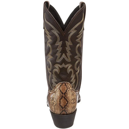 Snake Pattern Cowboy Men Handmade Mid-calf Boots Retro Pointed-top Western Boots