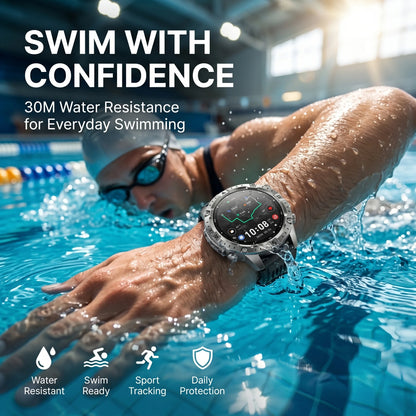 GUHUAVMI GPS Outdoor Smart Watch 1.43 AMOLED Fitness Tracker with Offline Maps Local Music Compass Altimeter Barometer Heart Rate 3ATM BT