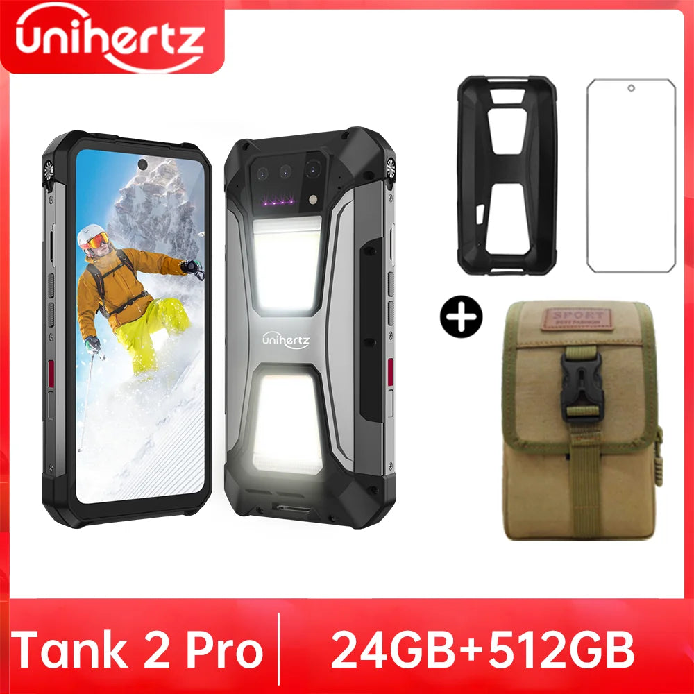 Unihertz Tank 2 PRO Rugged Phones with Projector 2.4K 23800 mAh 24GB+512GB Android 14 100MP NFC 120W G99 Octa Core Dual SIM