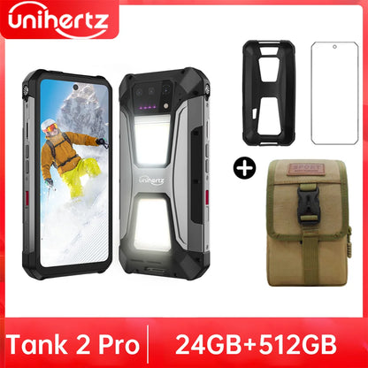 Unihertz Tank 2 PRO Rugged Phones with Projector 2.4K 23800 mAh 24GB+512GB Android 14 100MP NFC 120W G99 Octa Core Dual SIM