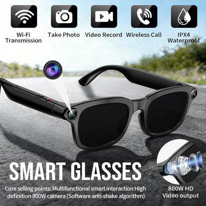 LIGE Smart Glasses HD Photo Video Open AI Record Translation Touch Photochromic Lenses Bluetooth Call Music Multifunction Glasses