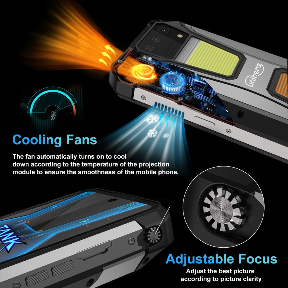 Unihertz Tank 2 PRO Rugged Phones with Projector 2.4K 23800 mAh 24GB+512GB Android 14 100MP NFC 120W G99 Octa Core Dual SIM