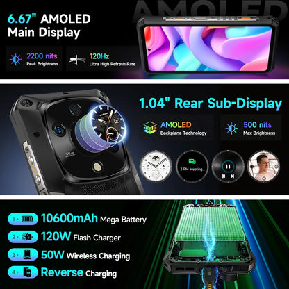 Ulefone Armor 28 Pro 5G AI Rugged Phone 512GB ROM Smartphone 120W 10600mAh 6.67”【Ships from US