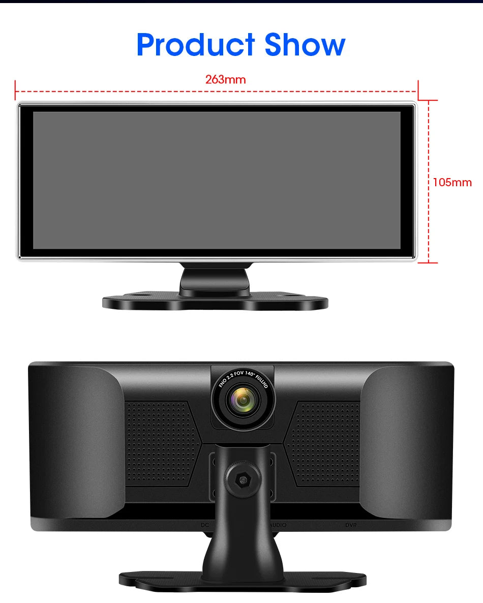 11.26 inch Dash Cam 4K Car DVR Wireless CarPlay & Android Auto GPS Navigation Video Recorder Dashboard Dual Lens WIFI FM AUX