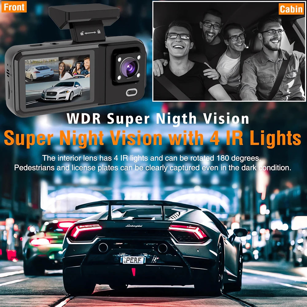 WIFI Car DVR HD 1080P Cabin Vehicle Dash Cam Three Way Camera DVRs Recorder Video