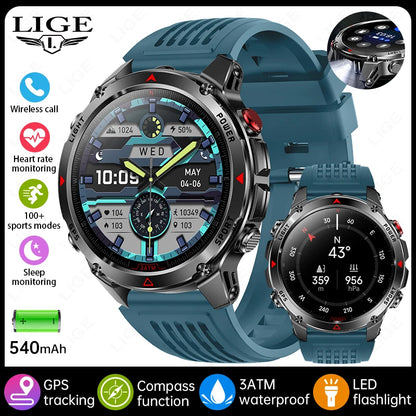 LIGE New Professional GPS Track Sports Smartwatch Outdoor RIDE Run Compass Altimeter 3ATM Fitness Bracelets 540mAh Watches