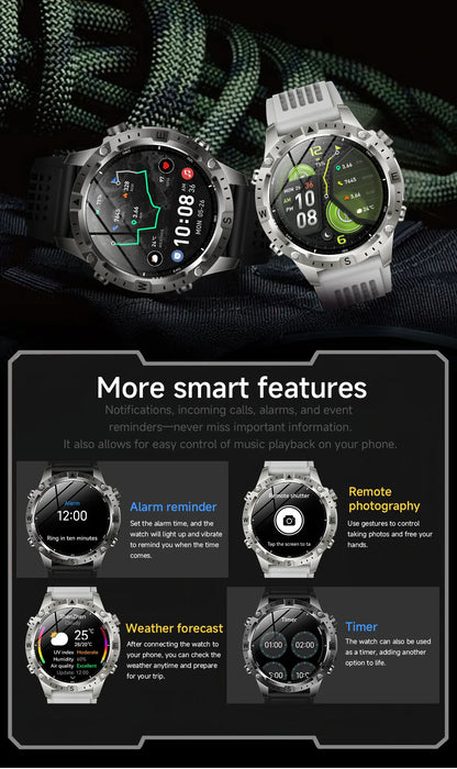 GUHUAVMI GPS Outdoor Smart Watch 1.43 AMOLED Fitness Tracker with Offline Maps Local Music Compass Altimeter Barometer Heart Rate 3ATM BT