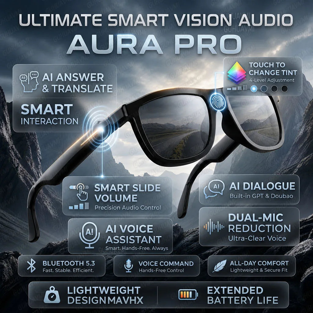 New Touch Color Change Smart Glasses AI Translation Voice Wake-Up Dual Mic Noise Reduction Bluetooth Music IP65 Waterproof
