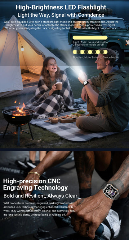 Blackview PRO Outdoor Rugged Smart Watch, GPS Position Smartwatch, 1.91‘’ Display, 900mAh with Flashlight