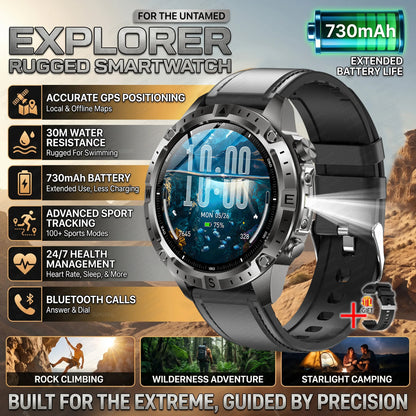 GUHUAVMI GPS Outdoor Smart Watch 1.43 AMOLED Fitness Tracker with Offline Maps Local Music Compass Altimeter Barometer Heart Rate 3ATM BT