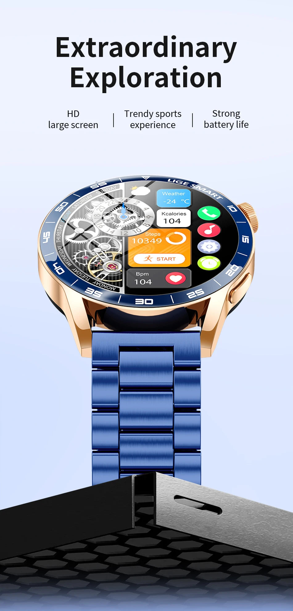 Title
LIGE Smartwatch Men For Android iOS Phone 1.38" HD Bluetooth Call Heart Rate Monitor Waterproof Sport Smart Watch
