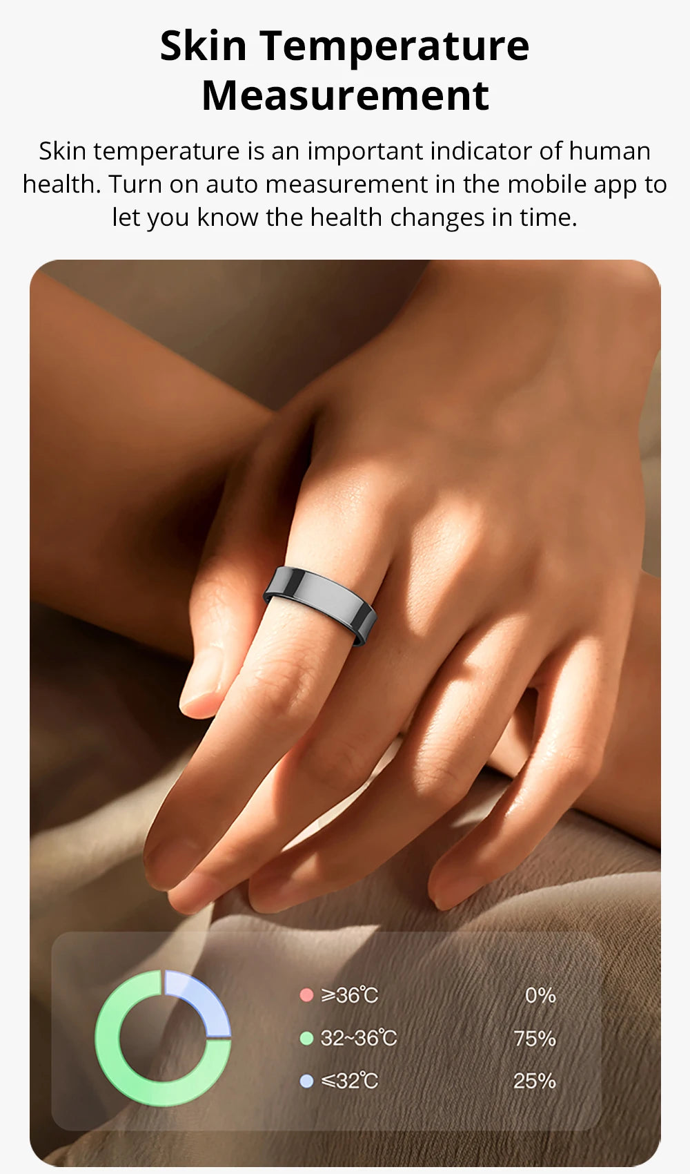 COLMI R09 Smart Ring Men Women with Charging Case, Body Temperature Health and Sleep Monitor For Xiaomi Samsung Phone