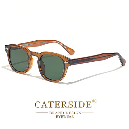 CATERSIDE Retro Round Men Sunglasses Punk Propionic Acid Pin Temple Luxury Sun Glasses Eyewear UV400