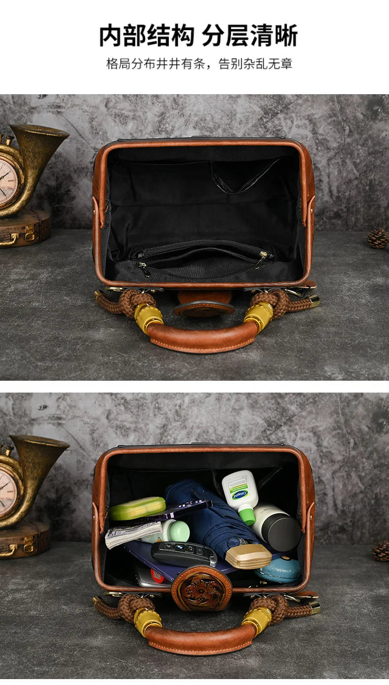 Luxury Handmade Women Shoulder Handbag Vintage Carved Leather