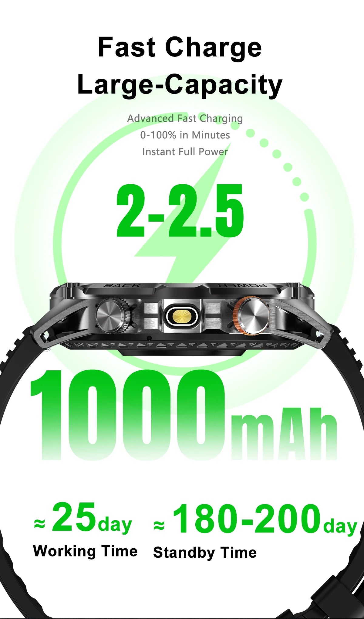 LIGE New Military T-Rex 3 Ultra Smart Watch 1000mAh Battery IP68 Waterproof Compass Flashlight Sports Tracker Smartwatch
