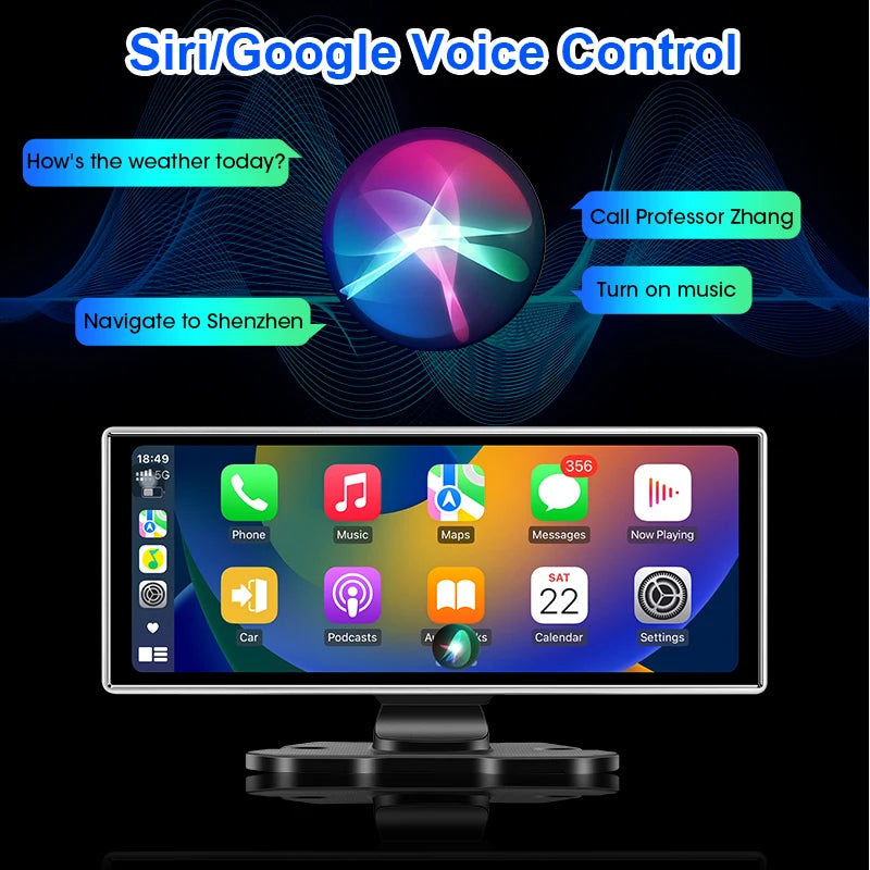 Dash Cam 4K Car DVR Wireless Carplay & Android Auto GPS Navigation Video Recorder 