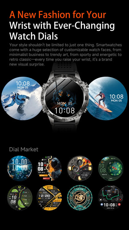 GUHUAVMI GPS Outdoor Smart Watch 1.43 AMOLED Fitness Tracker with Offline Maps Local Music Compass Altimeter Barometer Heart Rate 3ATM BT