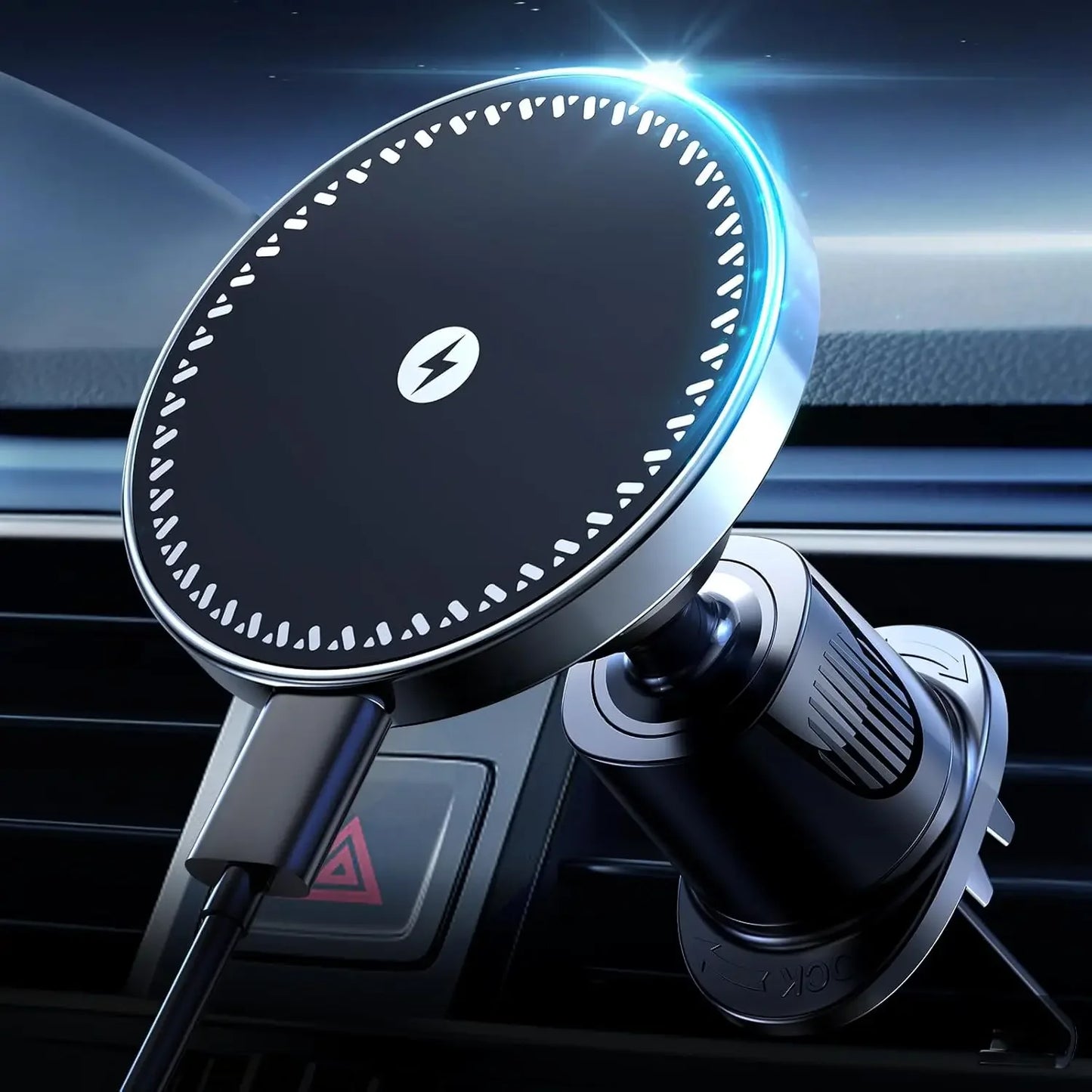 UYUXIO Magnetic Wireless Car Phone Charger Adapter 15W Air Vent Magnetic Car Phone Holder for iPhone & Android