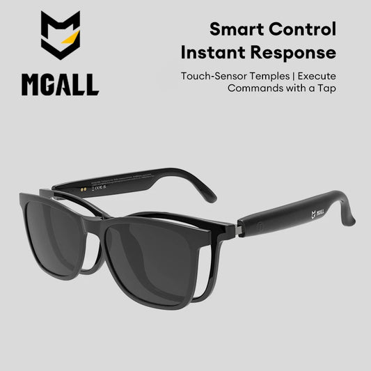 MGALL MG-C08 Smart Glasses AI Voice Assistant Bluetooth Sport Headphones Sunglasses Call Music Headphones Conference Record