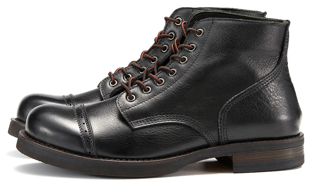 Luxury Classy Handmade Precision Stitch Wear-Resistant Casual Men Boots Genuine Leather Shoes