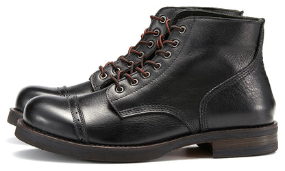 Luxury Classy Handmade Precision Stitch Wear-Resistant Casual Men Boots Genuine Leather Shoes