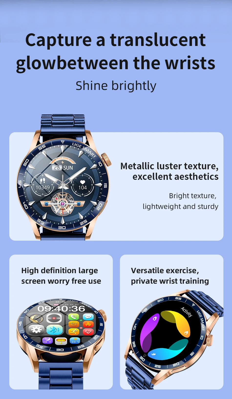 Title
LIGE Smartwatch Men For Android iOS Phone 1.38" HD Bluetooth Call Heart Rate Monitor Waterproof Sport Smart Watch

