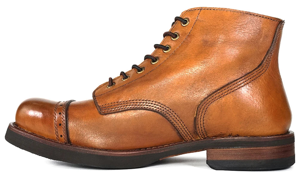 Luxury Classy Handmade Precision Stitch Wear-Resistant Casual Men Boots Genuine Leather Shoes