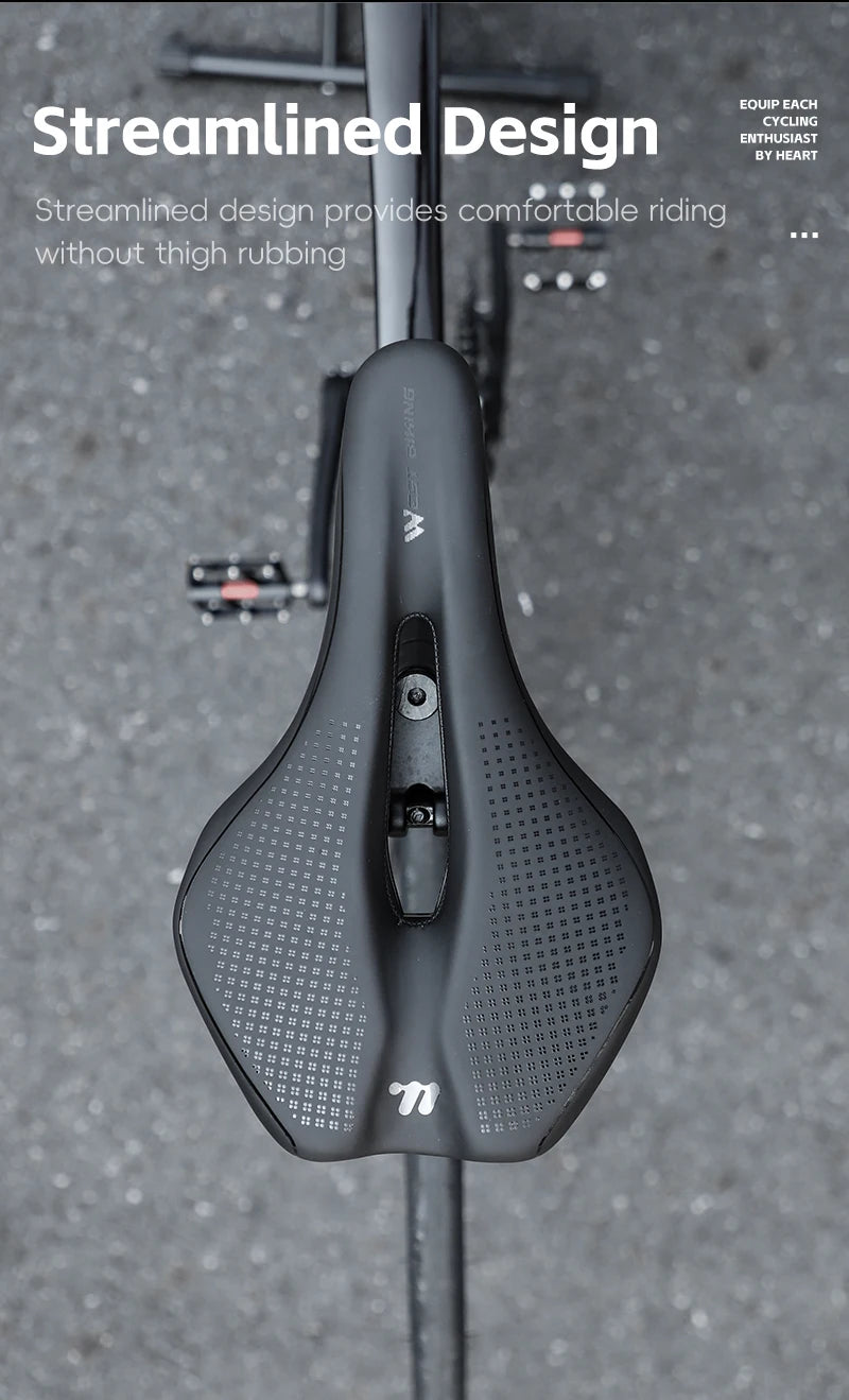 WEST BIKING Bicycle Saddle Comfortable Bike Seat Wear-resistant PU Leather Hollow Road Bicycle Parts Cycling Saddle Bike Cushion