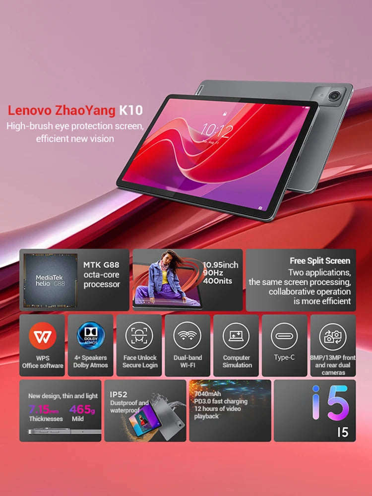 Lenovo Global Rom Tablet K10 M11 WIFI/LTE MTK Helio G88 Multi Language 10.95-inch