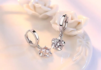925 Sterling Silver Earrings Jewelry High Quality Retro Simple Pattern Purple White Zircon Earrings