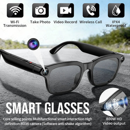 LIGE Smart Glasses HD Photo Video Open AI Record Translation Touch Photochromic Lenses Bluetooth Call Music Multifunction Glasses