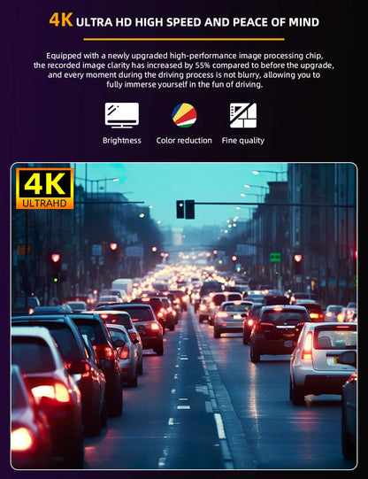 E-ACE Portable Ultra HD 4K Car Front Dash Cam WIFI DVR Optional 1080P Rear camera With 24H Parking Monitor Night Vision