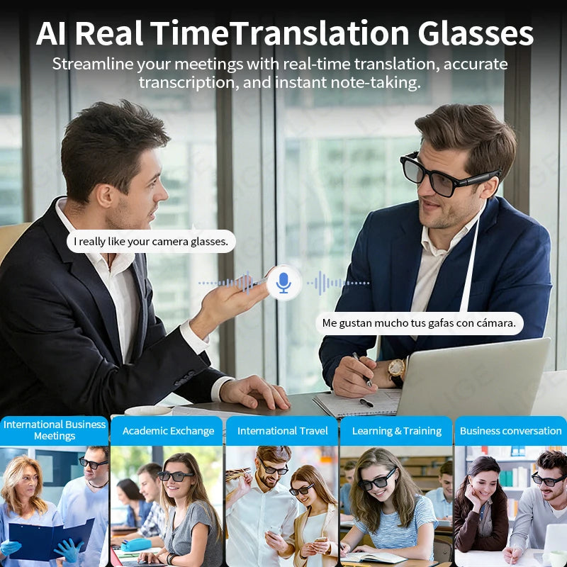 LIGE Smart Glasses HD Photo Video Open AI Record Translation Touch Photochromic Lenses Bluetooth Call Music Multifunction Glasses