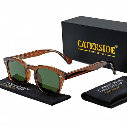 CATERSIDE Retro Round Men Sunglasses Punk Propionic Acid Pin Temple Luxury Sun Glasses Eyewear UV400