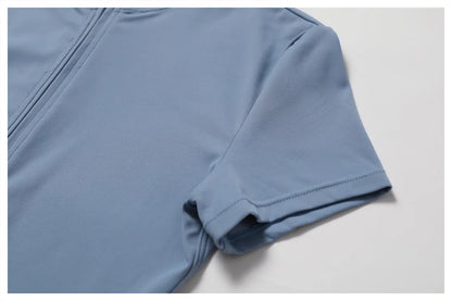 SWELTERING Summer Zipper Jumpsuits Short Sleeve Yoga Bodysuit Women's Set Gym Tracksuit Push-up Workout Clothes Dance Fitness Bodysuit