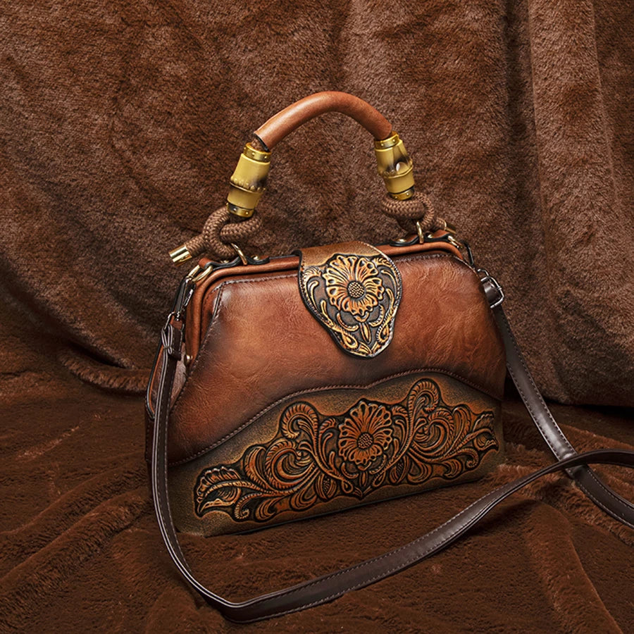 2026 Retro Embossed Women's Crossbody Handbag Large Capacity Versatile Single-Shoulder Bag
