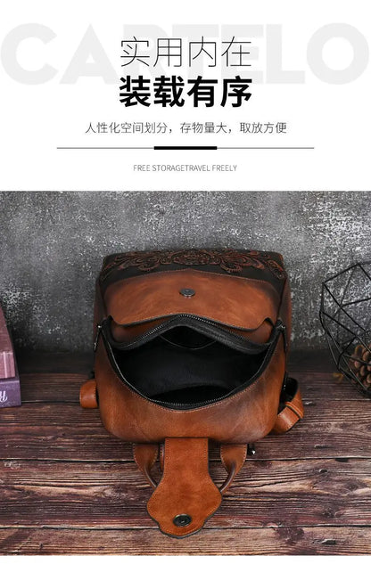 High-Value PU Embossed Fashion Women Backpack Bag Retro