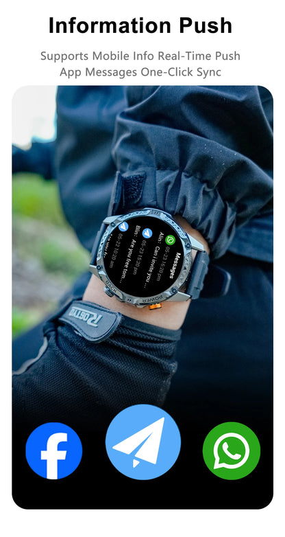 LIGE New Military T-Rex 3 Ultra Smart Watch 1000mAh Battery IP68 Waterproof Compass Flashlight Sports Tracker Smartwatch