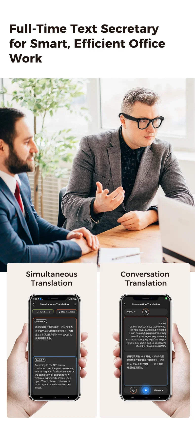 OUIO New Smart Glasses with Camera Video Recording AI Photo Recognition Bluetooth Call Voice Translation Unisex Sunglasses