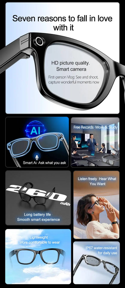 LIGE Smart Glasses Photography Video AI Intelligent Interactive Translation IOS Andirod Glasses