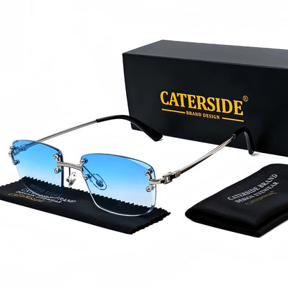 CATERSIDE Punk Rectangle Sunglasses Men Women Luxury Designer Rimless Gradient Lens Metal Sports UV400