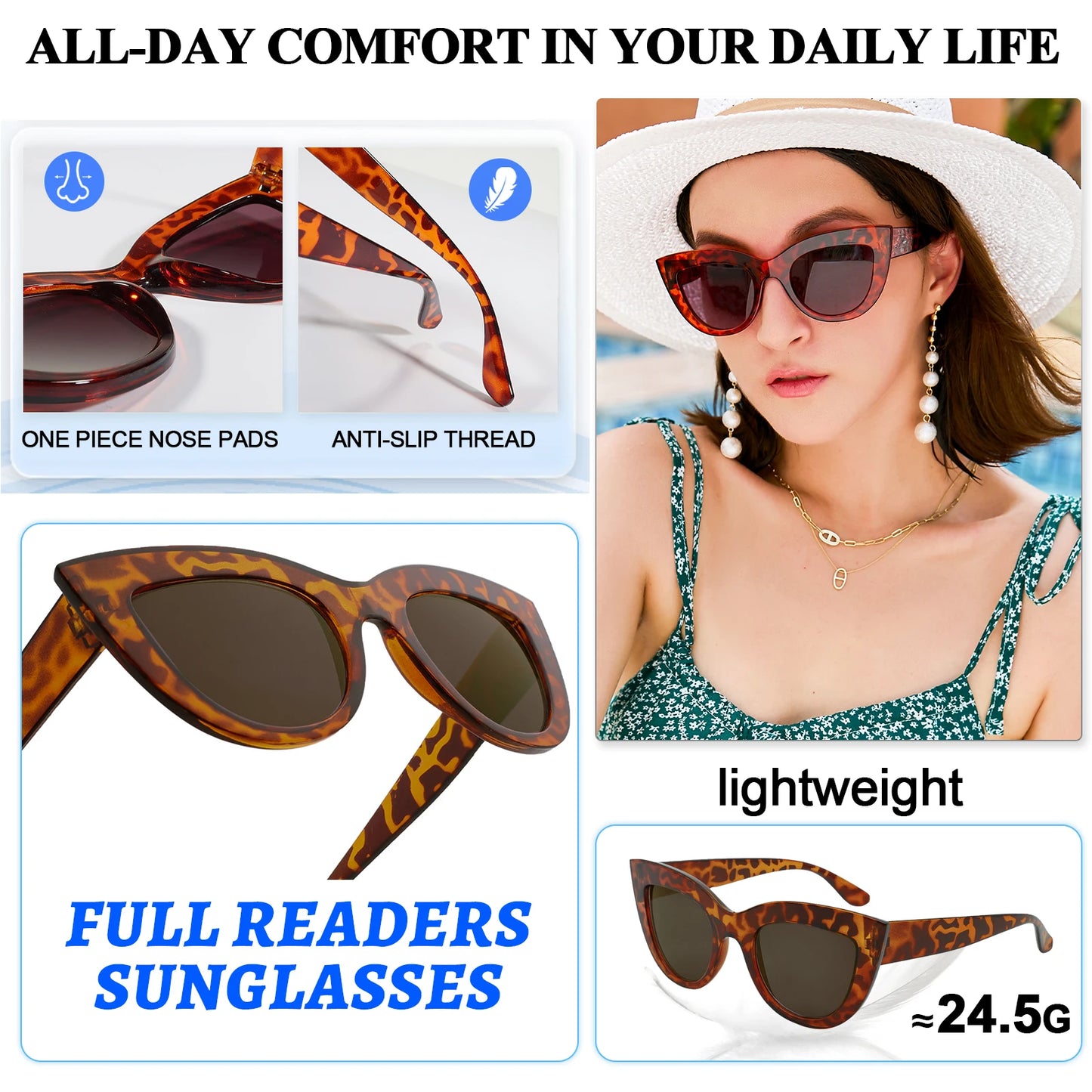 MARE AZZURO Reading Sunglasses Women Vintage Computer Glasses For Farsightedness Cat Eye Magnifying Readers