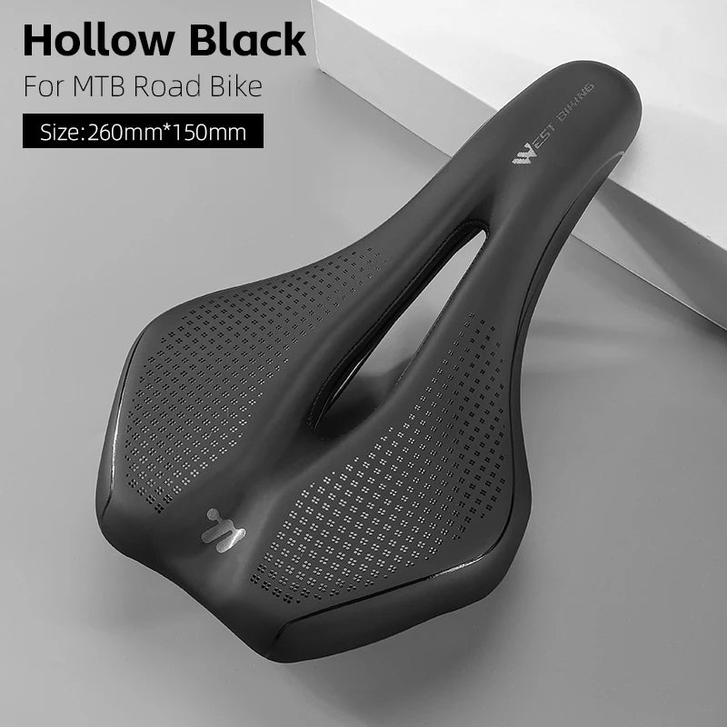 WEST BIKING Bicycle Saddle Comfortable Bike Seat Wear-resistant PU Leather Hollow Road Bicycle Parts Cycling Saddle Bike Cushion